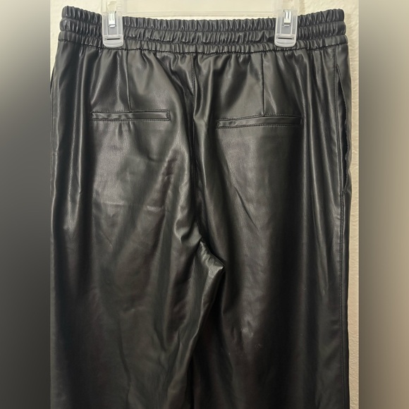 Zara Black Faux Leather Wide-Leg Pants - Picture 6 of 10